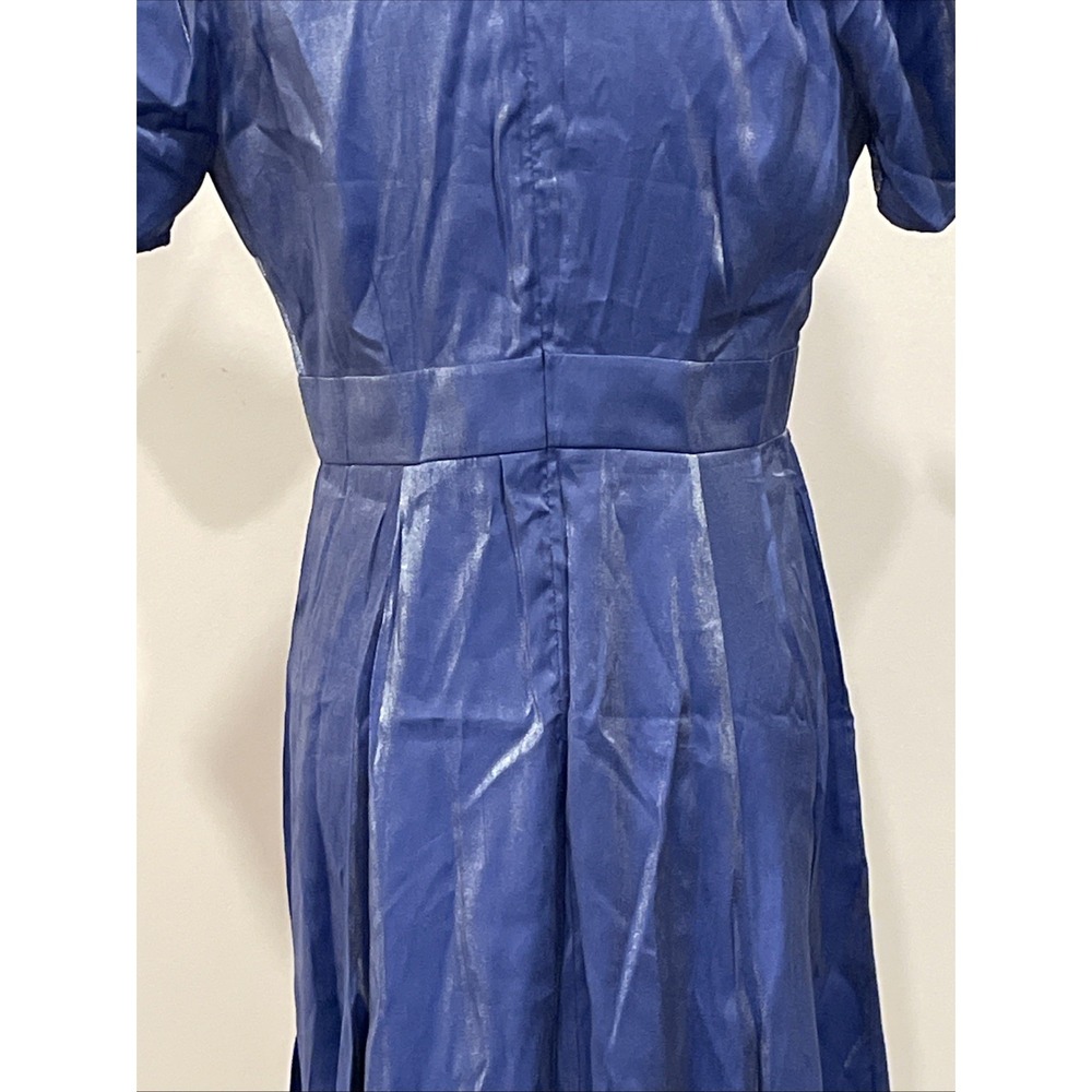 NEW Vintage Inspired Cobalt Blue Short Sleeve Dress Size M Caroline Vazzana - Picture 11 of 16
